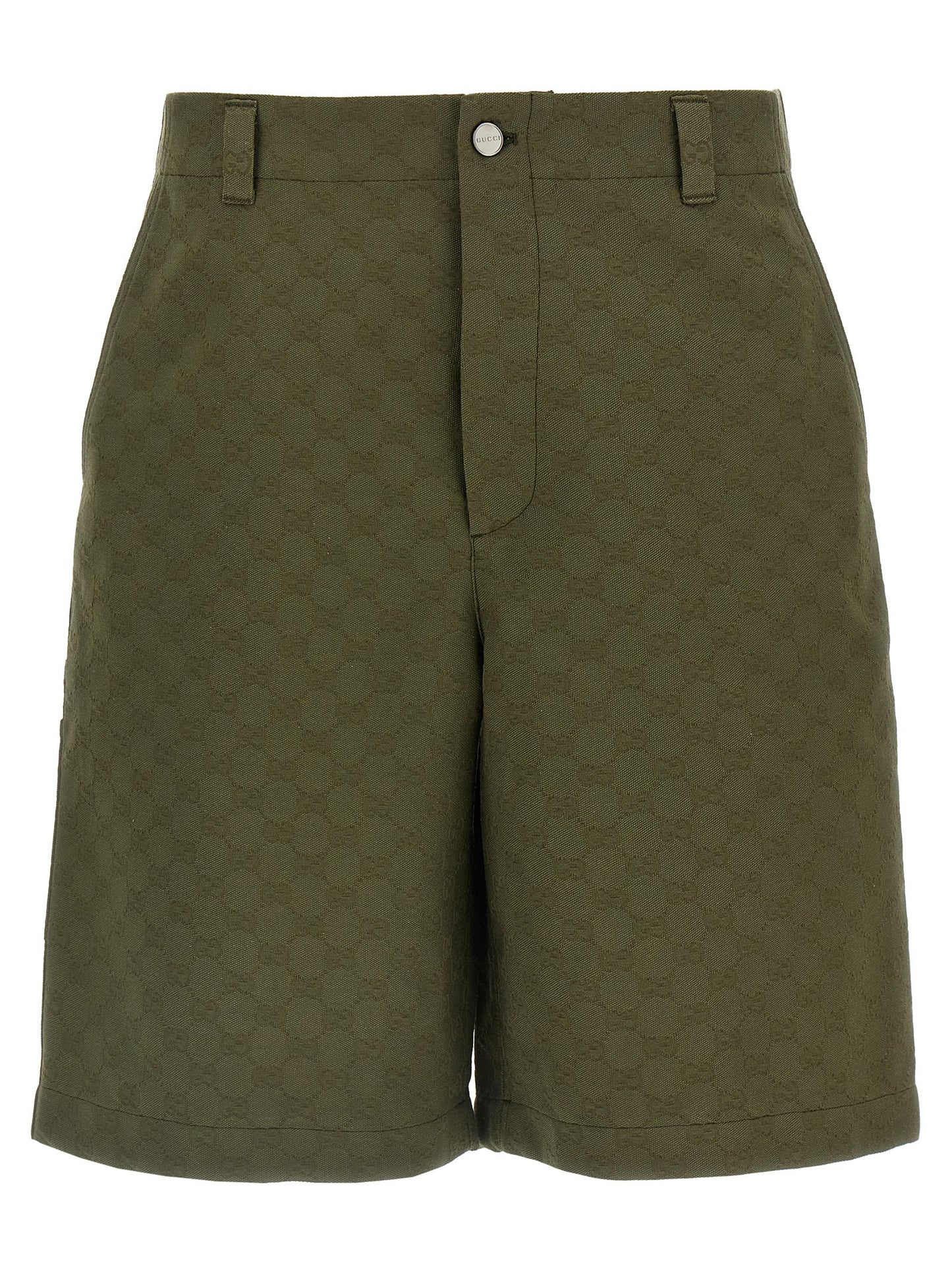 Gucci Bicolor Cotton Bermuda Shorts in Green
