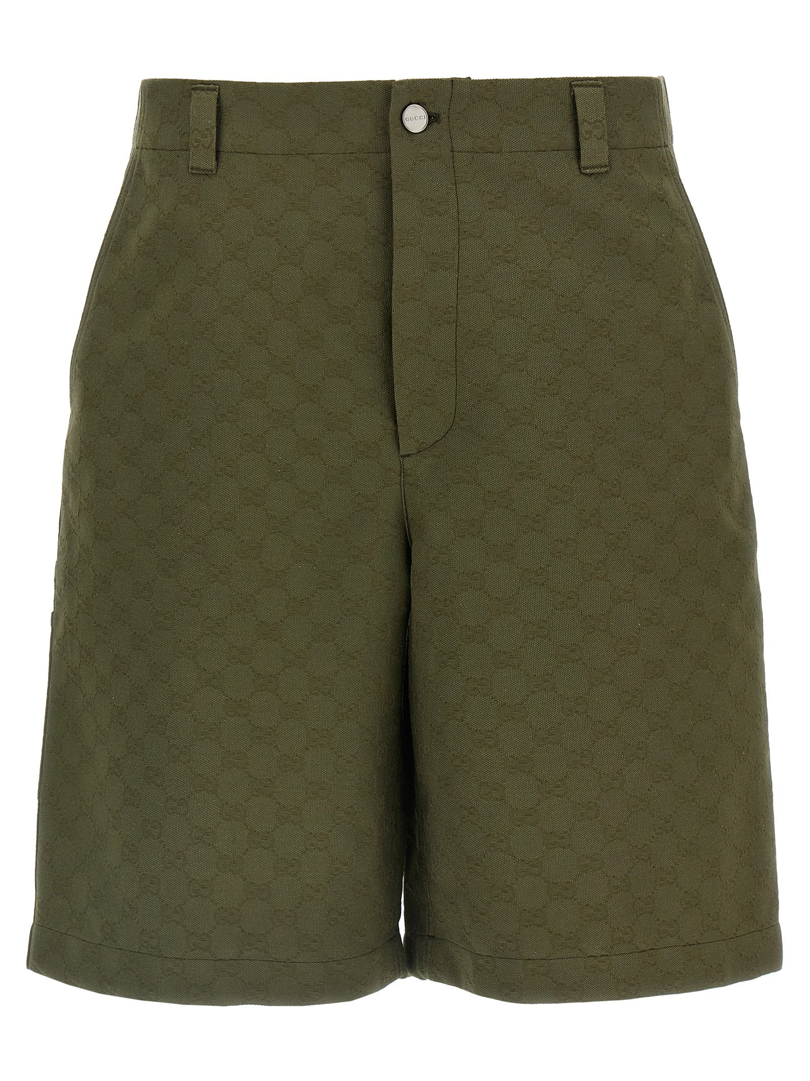 Gucci Bicolor Cotton Bermuda Shorts in Green