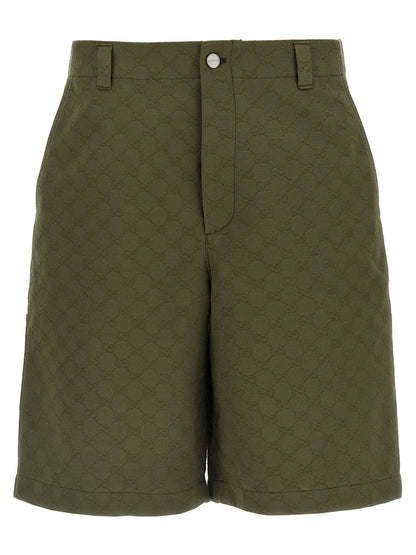 Gucci Bicolor Cotton Bermuda Shorts in Green
