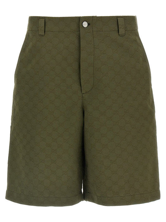 Gucci Bicolor Cotton Bermuda Shorts in Green