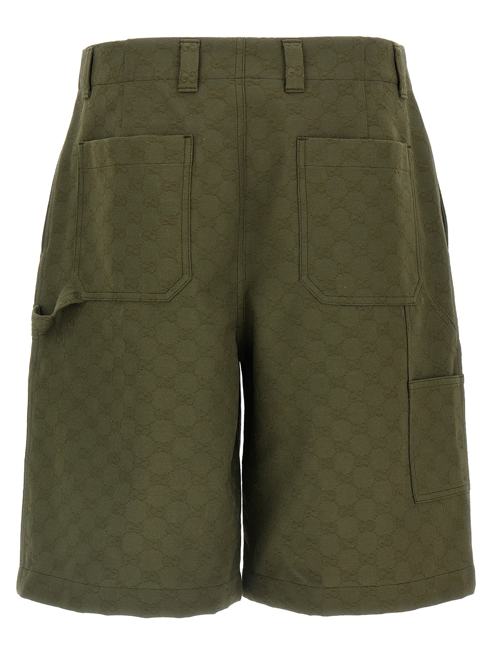 Gucci Bicolor Cotton Bermuda Shorts in Green