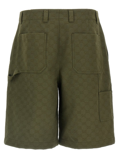 Gucci Bicolor Cotton Bermuda Shorts in Green