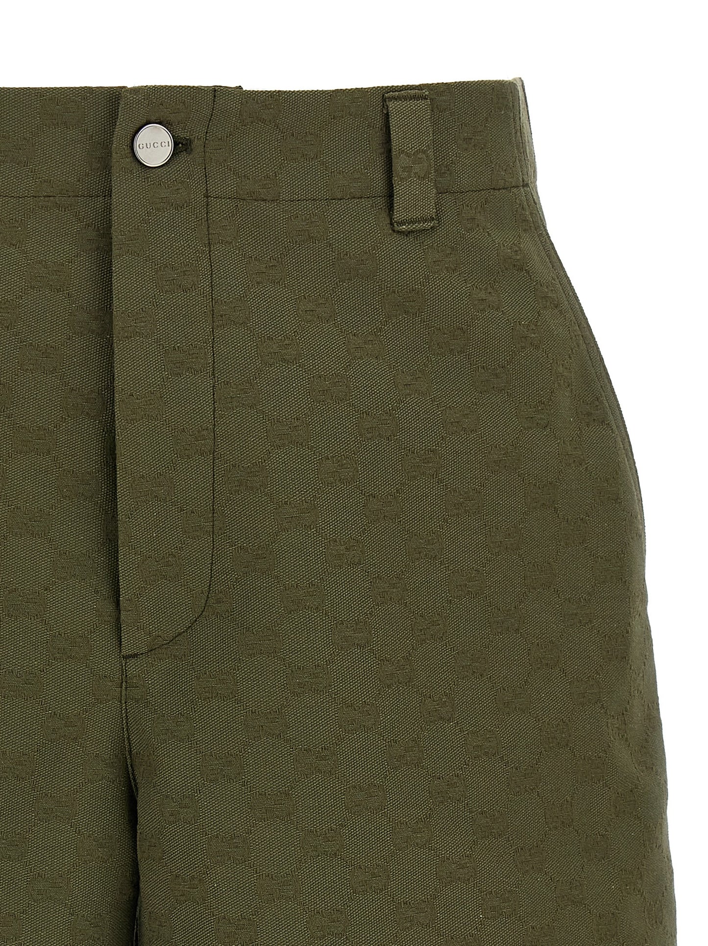 Gucci Bicolor Cotton Bermuda Shorts in Green
