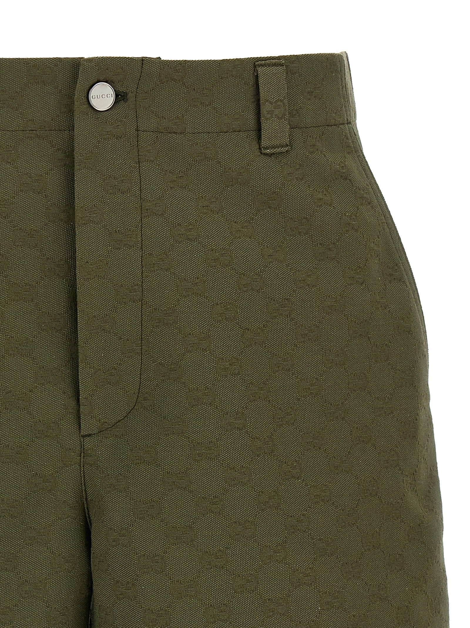 Gucci Bicolor Cotton Bermuda Shorts in Green