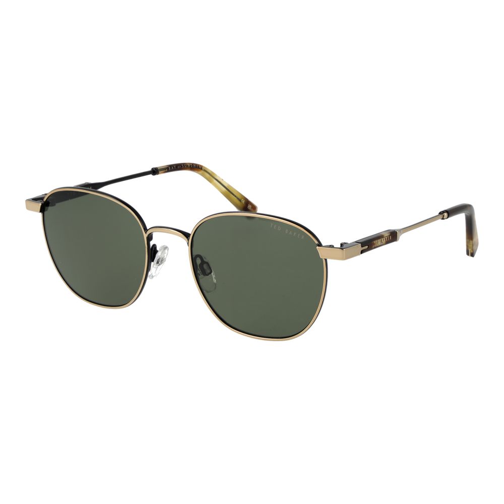 Ted Baker Men’s Sunglasses – Gold Round Frame, Green Lenses