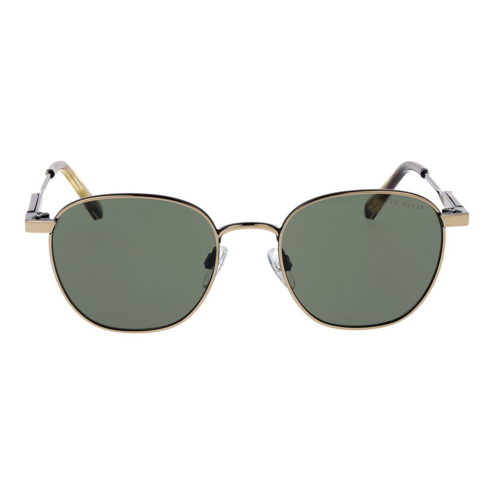 Ted Baker Men’s Sunglasses – Gold Round Frame, Green Lenses