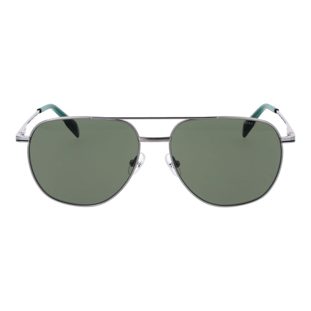 Hackett Men's Sunglasses – Silver Aviator Frame, Green Lenses