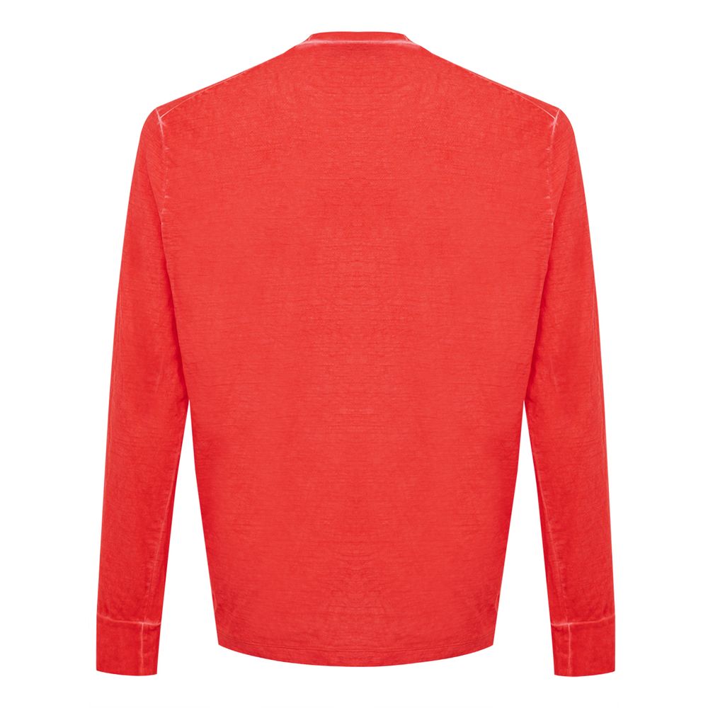 Dsquared² Red Cotton Long Sleeve T-Shirt with Print