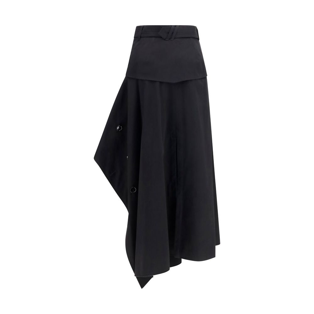 Burberry Black Cotton Heather Asymmetric Skirt