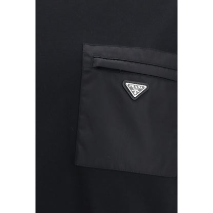 Prada Black Cotton Pocket T-Shirt with Logo