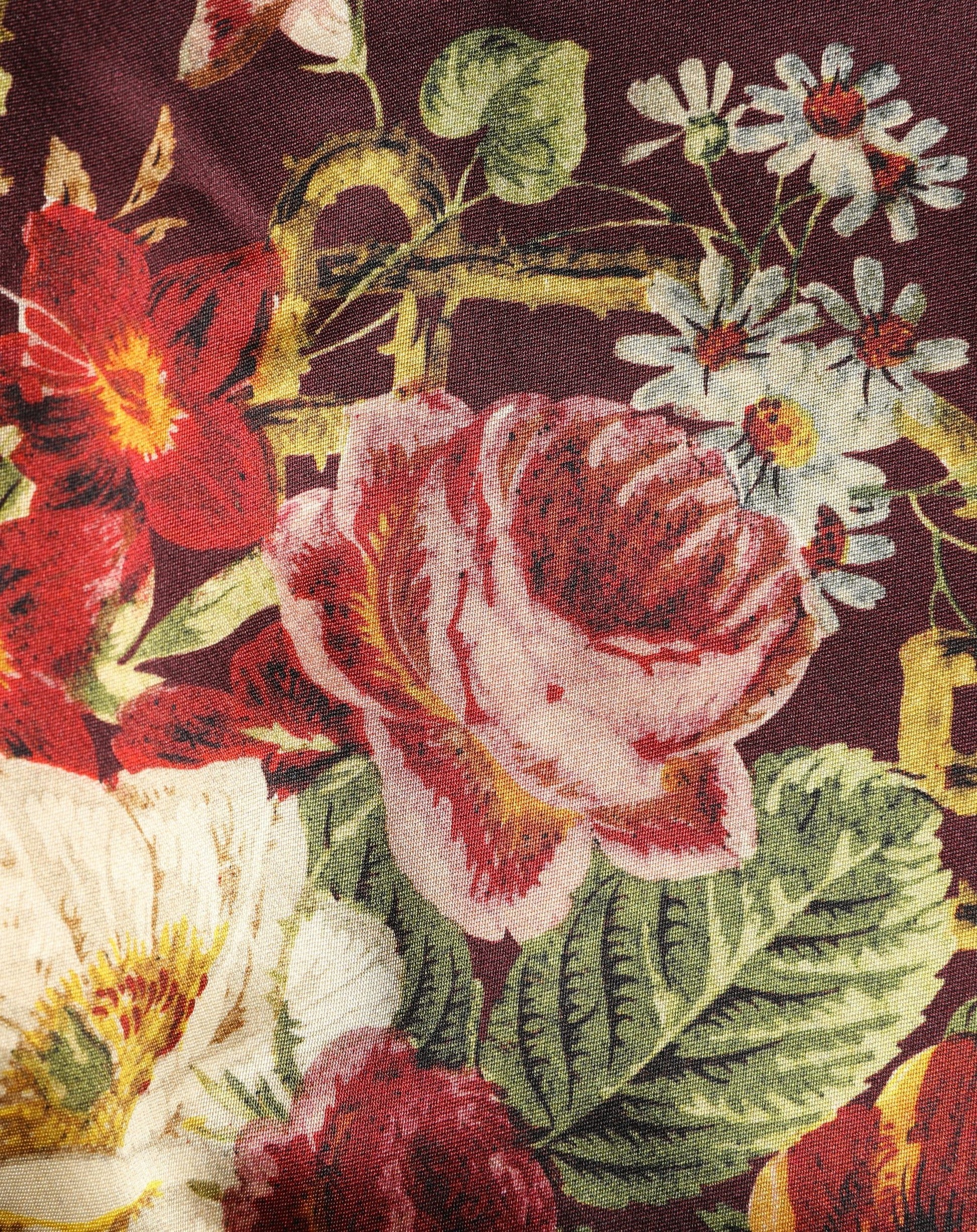 Dolce & Gabbana Burgundy Floral High-Waist A-line Mini Skirt