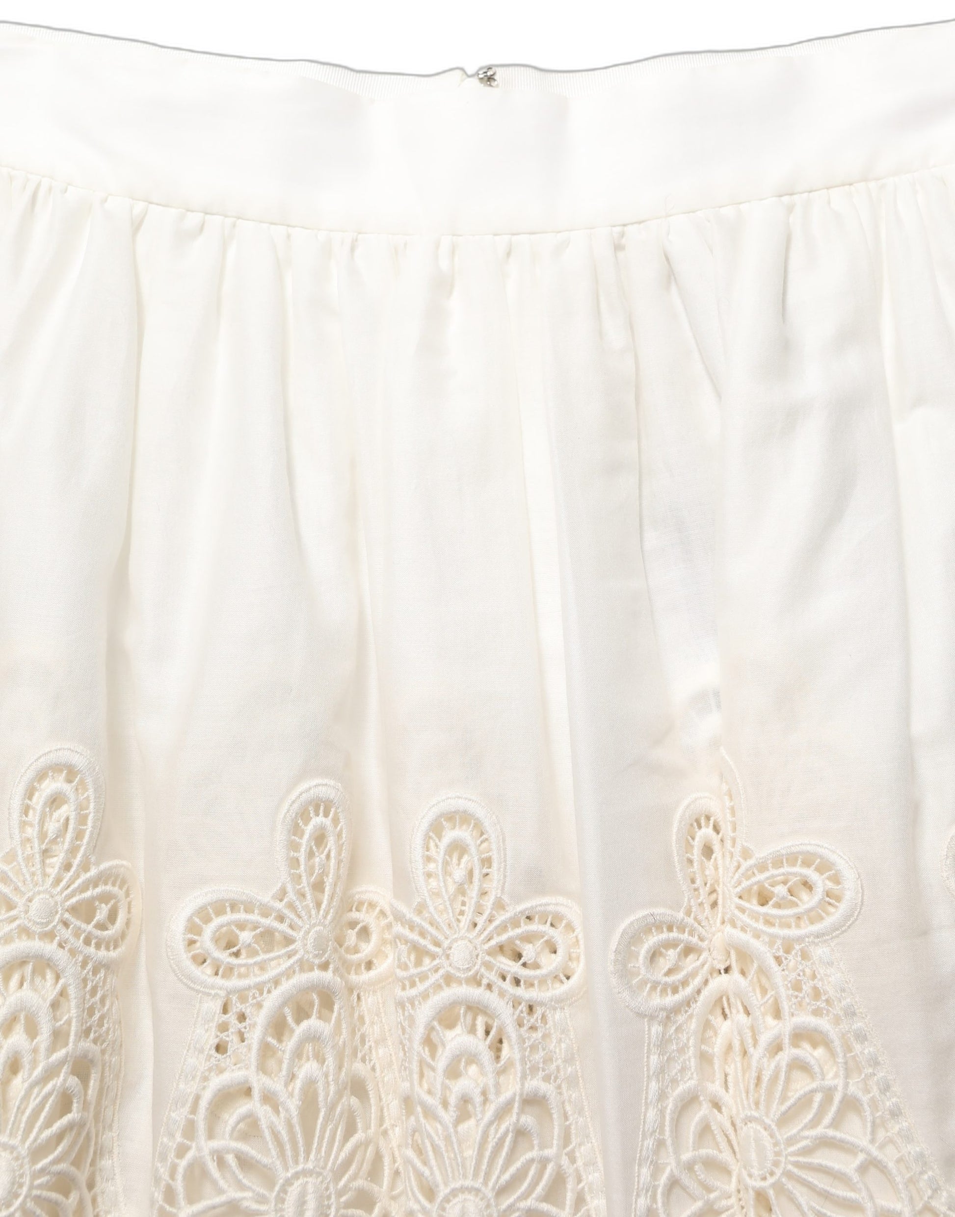Dolce & Gabbana White Floral Embroidered A-line Mini Skirt