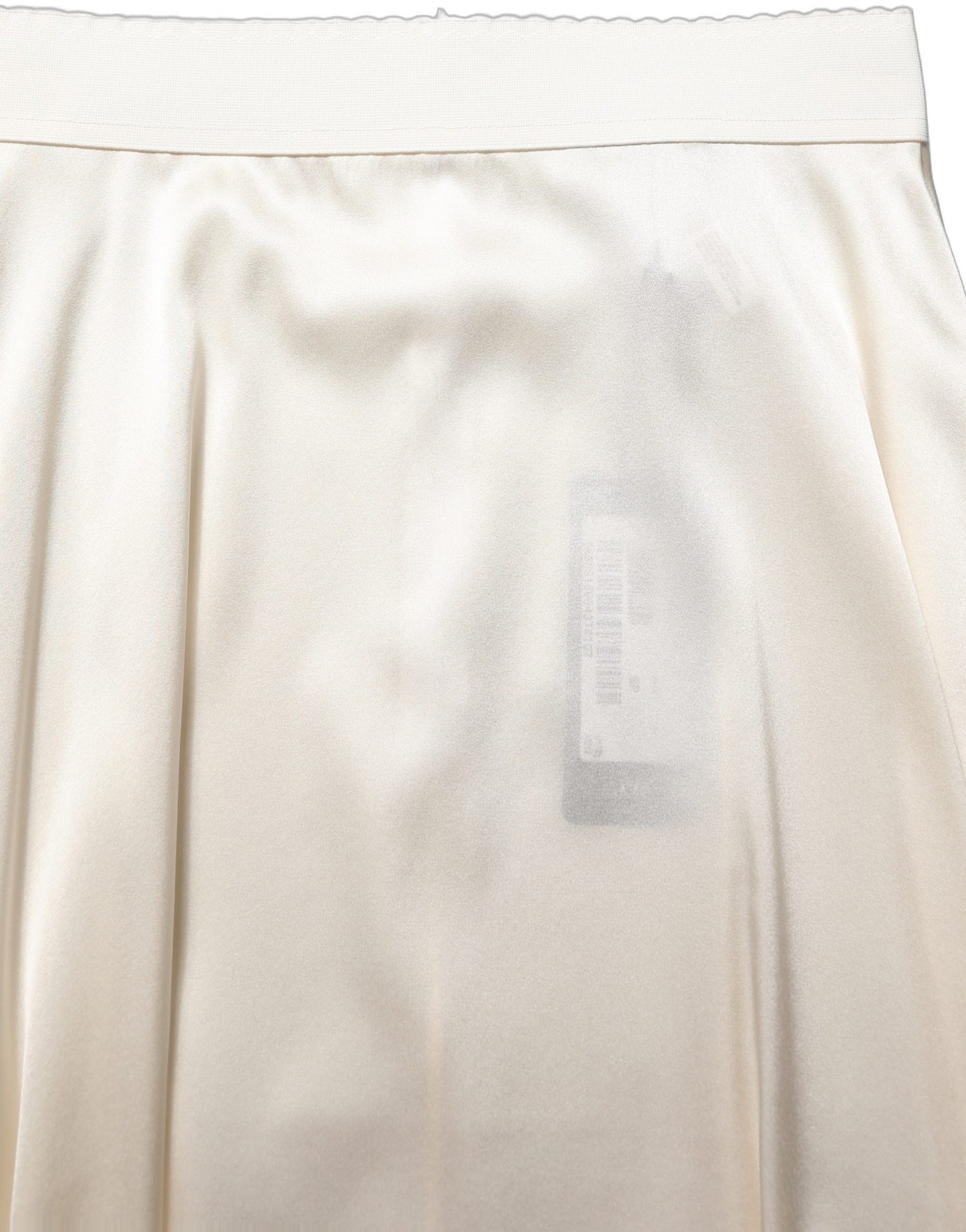 Dolce & Gabbana Off White Lace Trimmed Satin High Waist Skirt