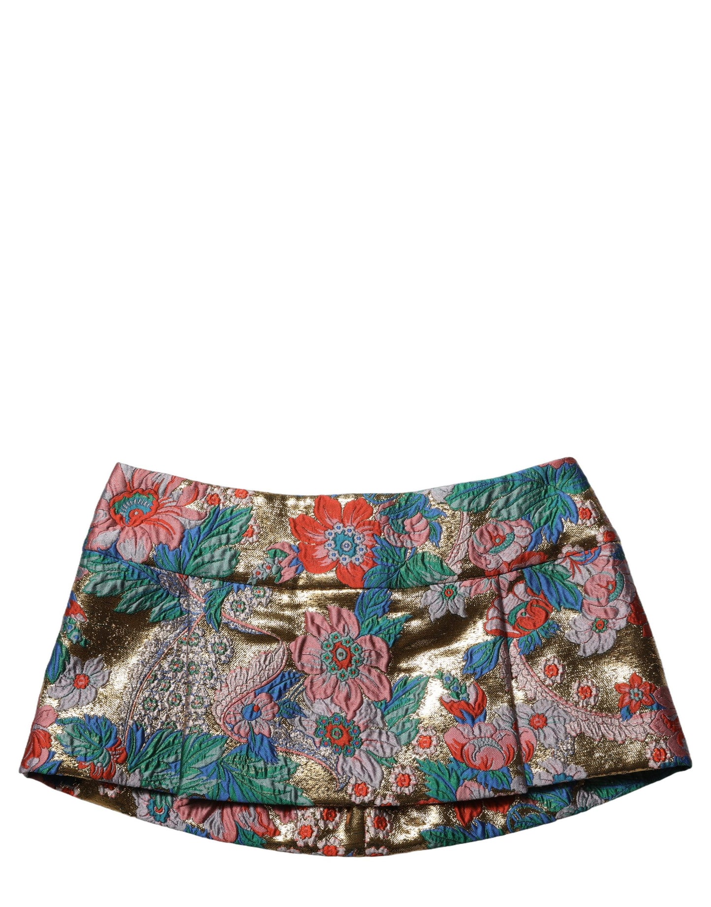 Dolce & Gabbana Multicolor Floral Jacquard Mid-Waist Mini Skirt
