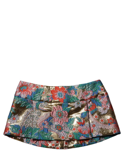 Dolce & Gabbana Multicolor Floral Jacquard Mid-Waist Mini Skirt