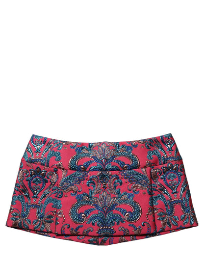 Dolce & Gabbana Multicolor Floral Jacquard Mid Waist Mini Skirt