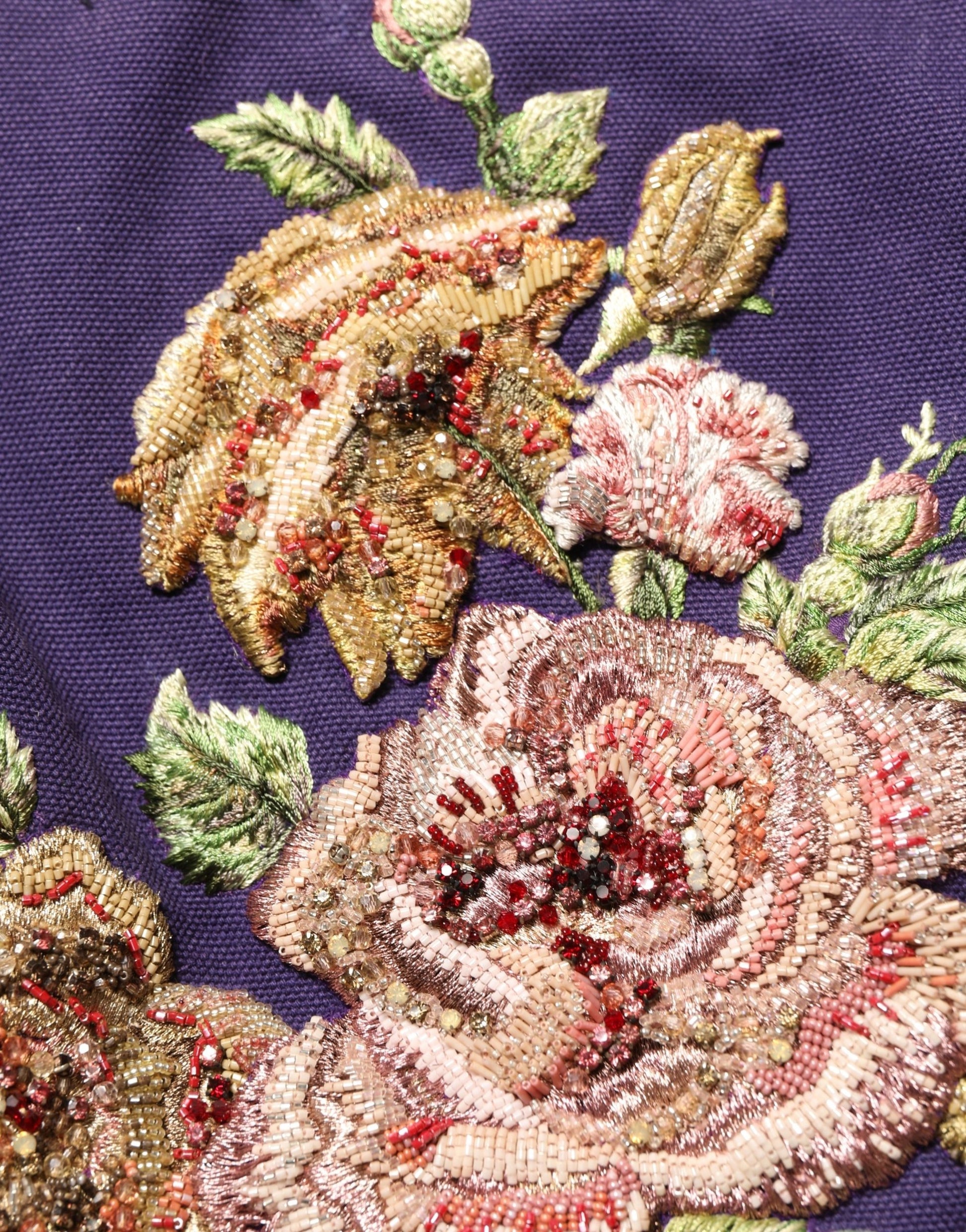 Dolce & Gabbana Purple Floral Embellished Mid Waist Mini Skirt