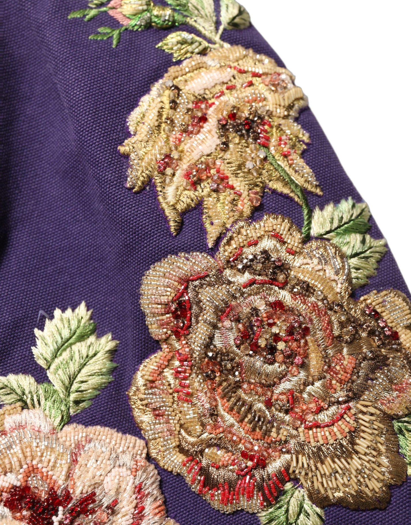 Dolce & Gabbana Purple Floral Embellished Mid Waist Mini Skirt