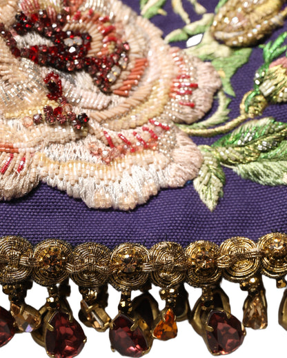 Dolce & Gabbana Purple Floral Embellished Mid Waist Mini Skirt