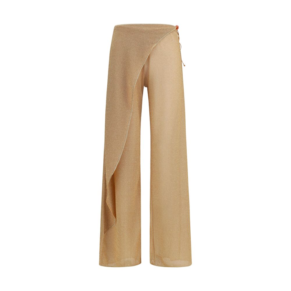 Oséree Lumière Gold Polyamide Wide-Leg Pareo Pants