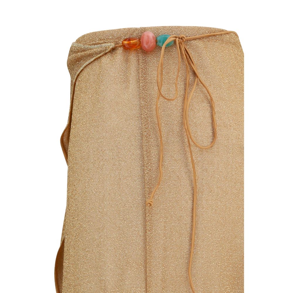 Oséree Lumière Gold Polyamide Wide-Leg Pareo Pants