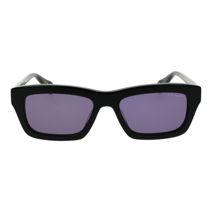 Ted Baker Men’s Sunglasses – Black Rectangle Frame, Purple Lenses