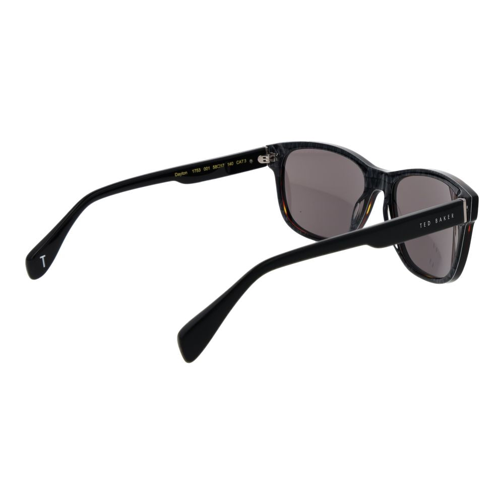 Ted Baker Men’s Sunglasses – Black Trapezium Frame, Grey Lenses