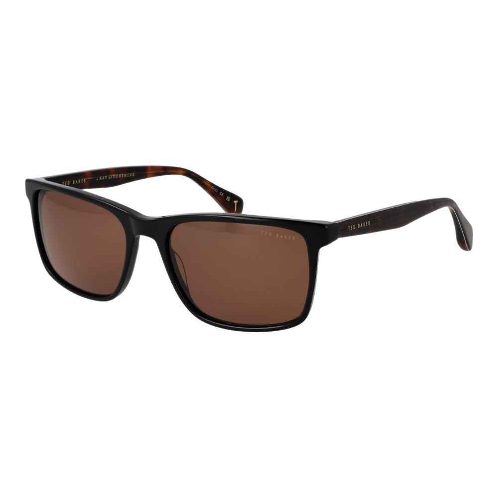 Ted Baker Men’s Sunglasses – Black Rectangle Frame, Brown Lenses