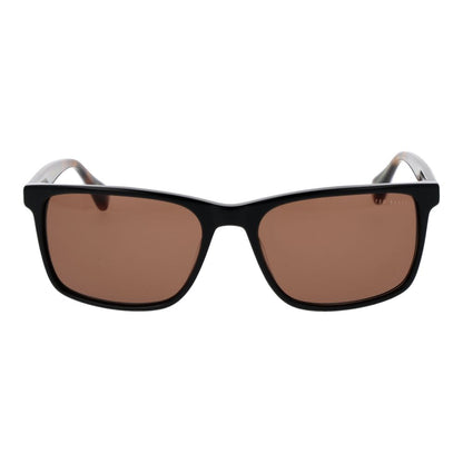 Ted Baker Men’s Sunglasses – Black Rectangle Frame, Brown Lenses