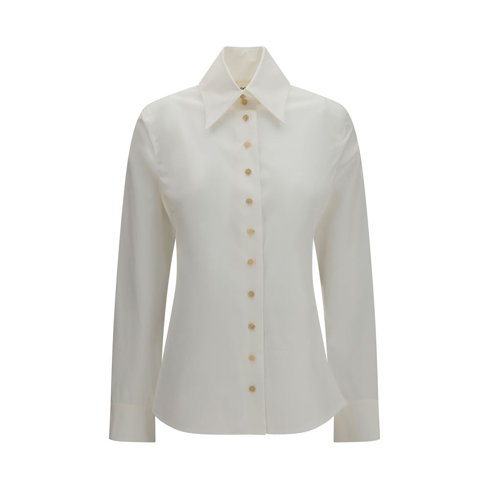 Khaite Ivy High-Neck White Cotton Shirt