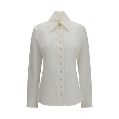 Khaite Ivy High-Neck White Cotton Shirt