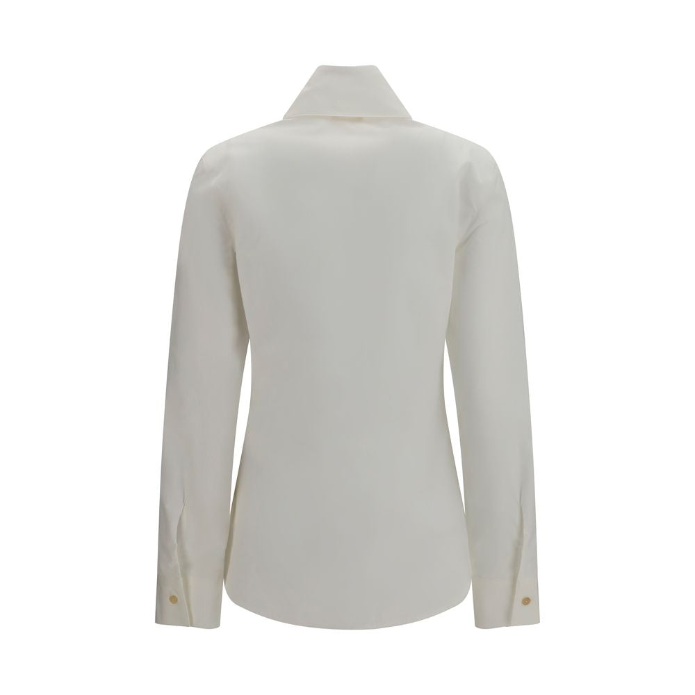 Khaite Ivy High-Neck White Cotton Shirt