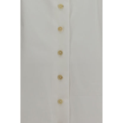 Khaite Ivy High-Neck White Cotton Shirt