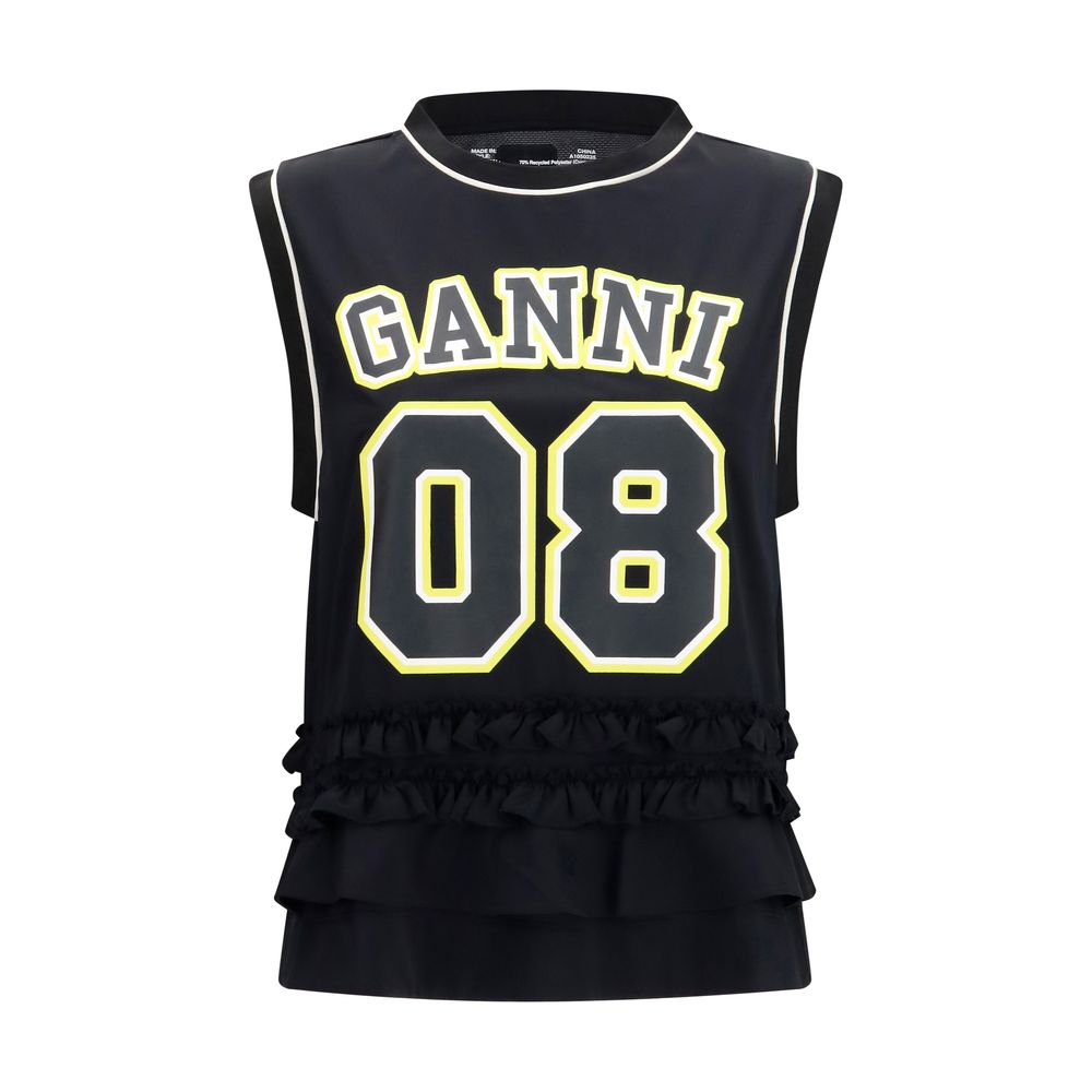 Ganni Cycora Oversized Tank Top in Black