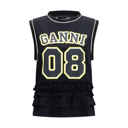 Ganni Cycora Oversized Tank Top in Black