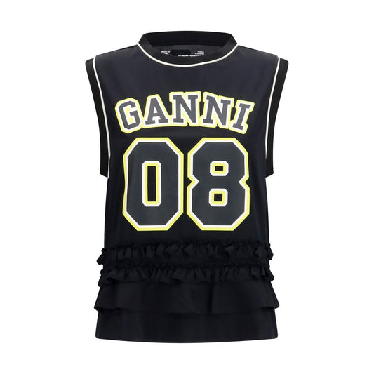 Ganni Cycora Oversized Tank Top in Black