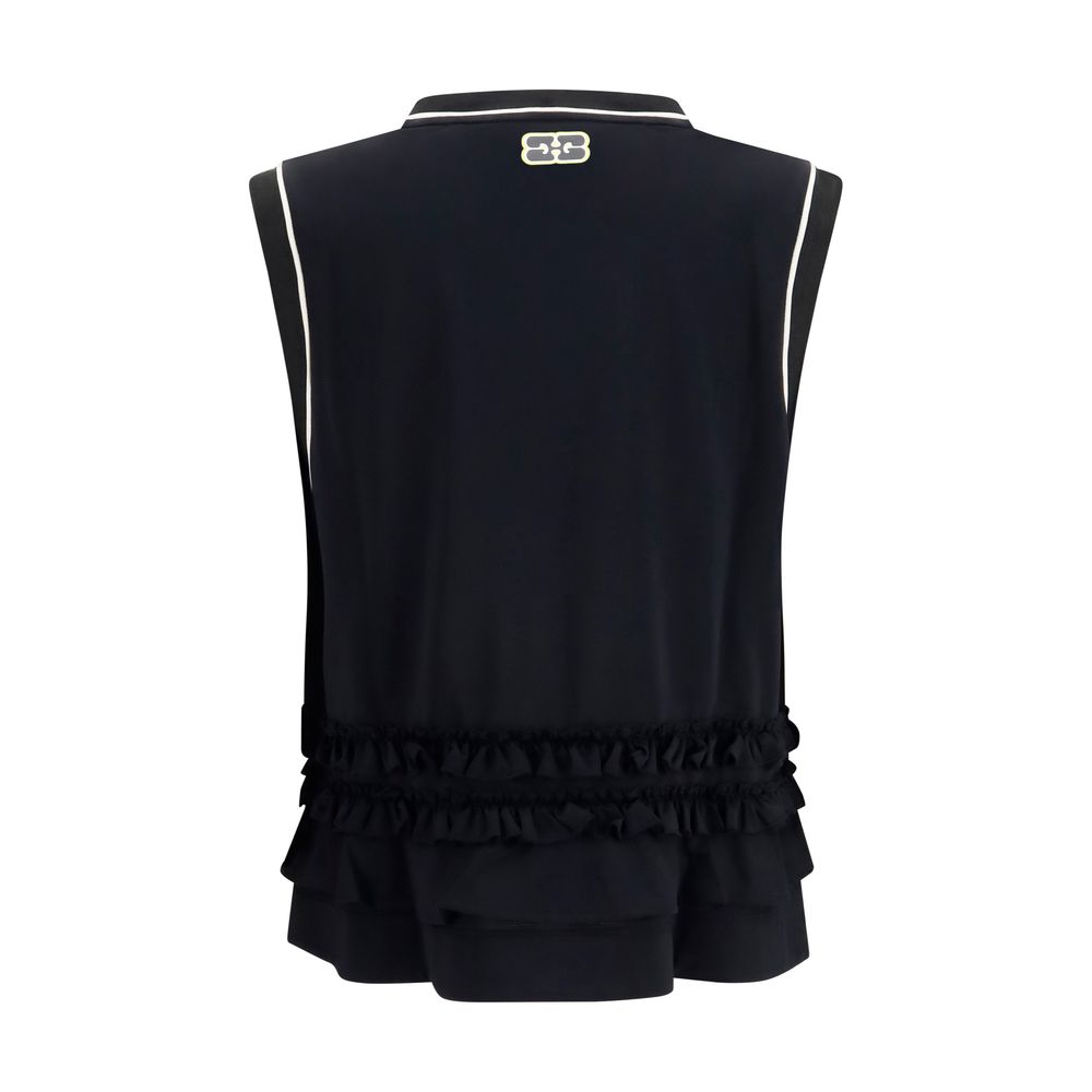 Ganni Cycora Oversized Tank Top in Black
