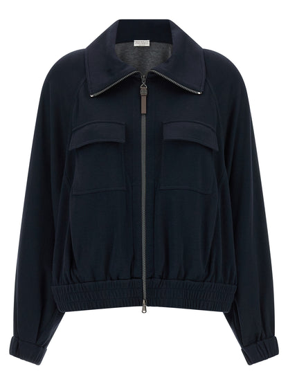 Brunello Cucinelli Blue Cotton Bomber