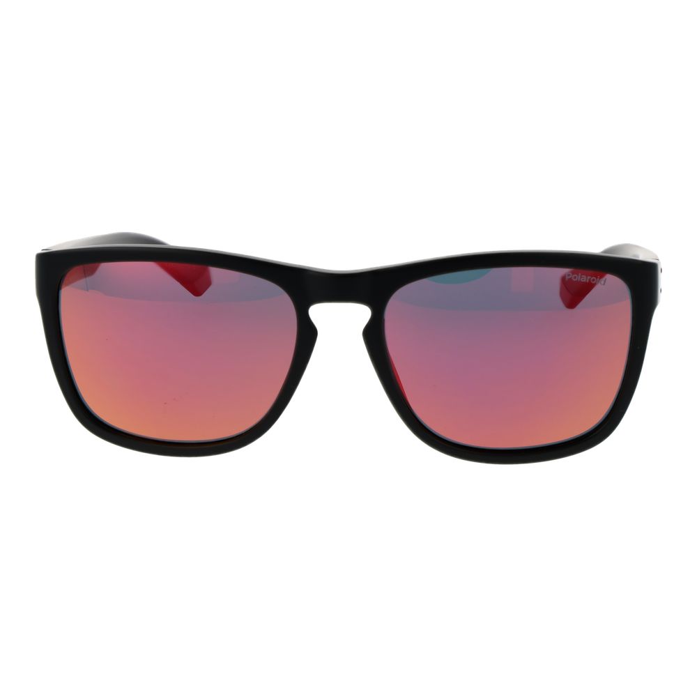 Polaroid Unisex Sunglasses – Black Frame, Red Mirrored Lenses