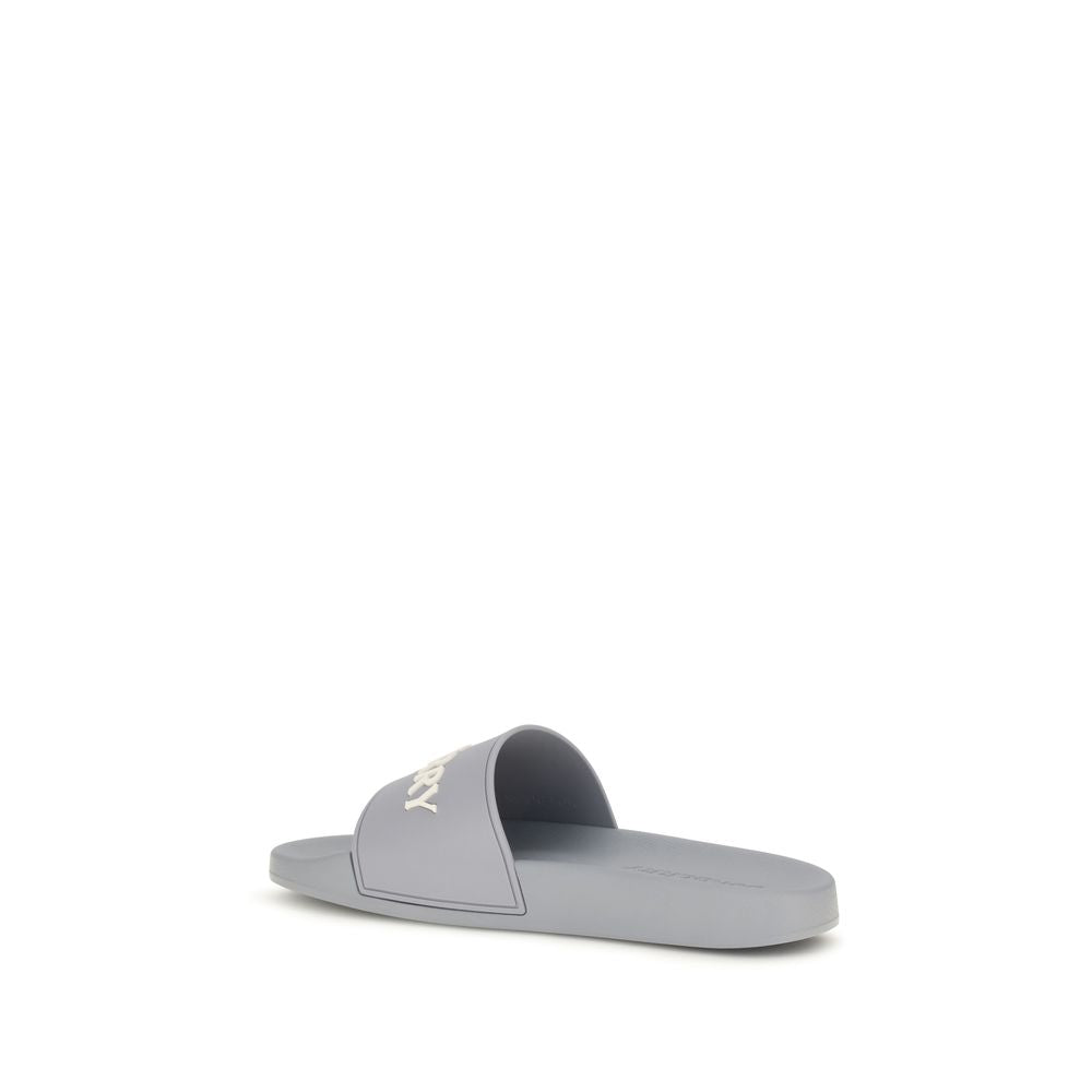 Burberry Gray Rubber Slides for Men