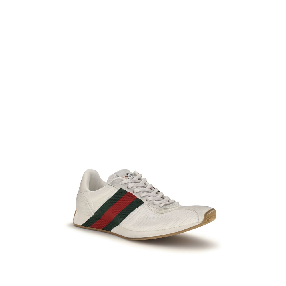 Gucci Tempo Sneakers in White and Green/Red Trim