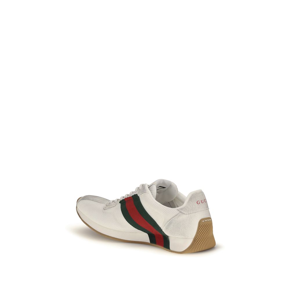Gucci Tempo Sneakers in White and Green/Red Trim