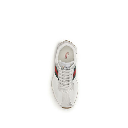 Gucci Tempo Sneakers in White and Green/Red Trim
