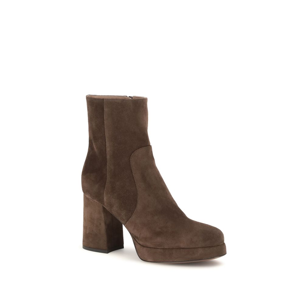 Valentino Garavani Brown Suede Leather Fawcette Platform Ankle Boots
