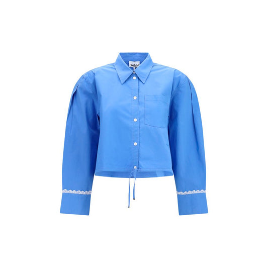 Ganni Blue Cotton Pattern Shirt IT36 | XS