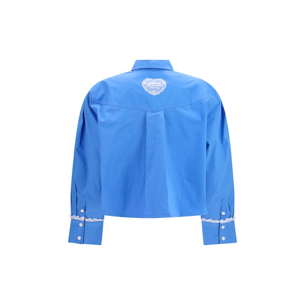 Ganni Blue Cotton Pattern Shirt IT36 | XS