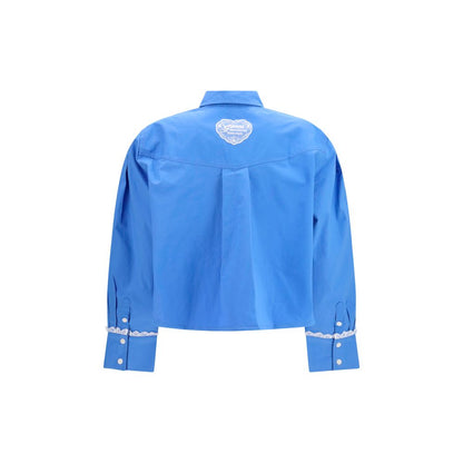Ganni Blue Cotton Pattern Shirt IT36 | XS