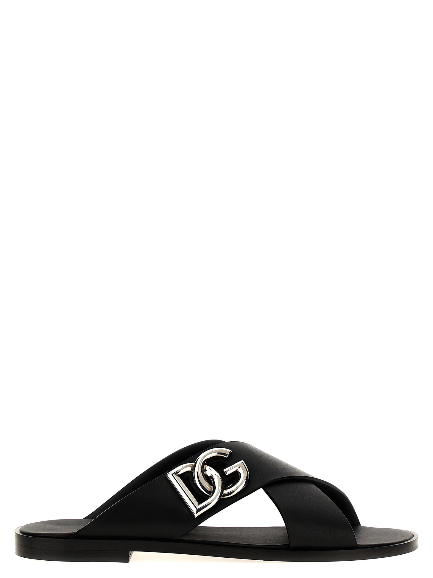 Dolce & Gabbana Black Calfskin Slides