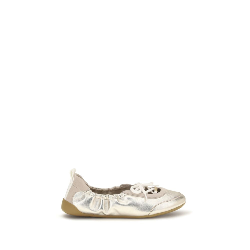 Chloé Silver Leather Kick Ballerina Sneakers