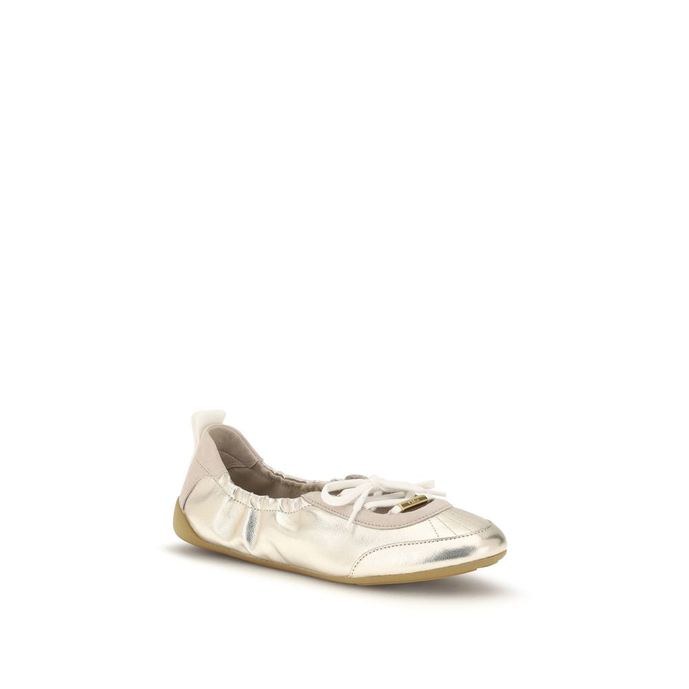 Chloé Silver Leather Kick Ballerina Sneakers